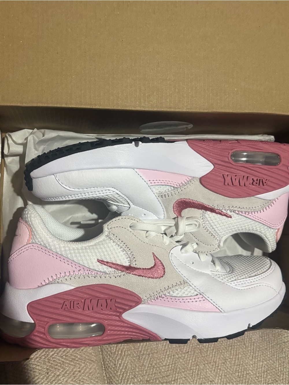 Nike White and Pink Air Max Trainer